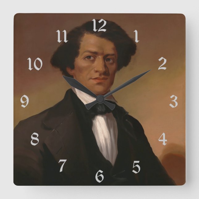 Painted Frederick Dougla$$ Free Abolitionist 1845 Square Wall Clock (Front)