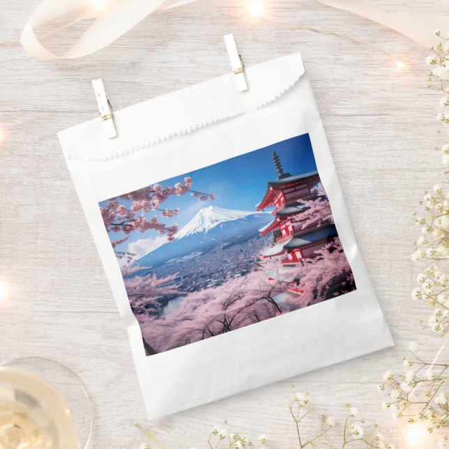 Painted Fuji mountain in cherry blossom season  Favour Bag (Clipped)