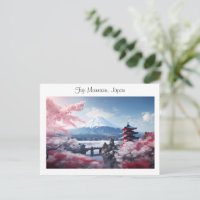 Painted Fuji mountain in cherry blossom season 