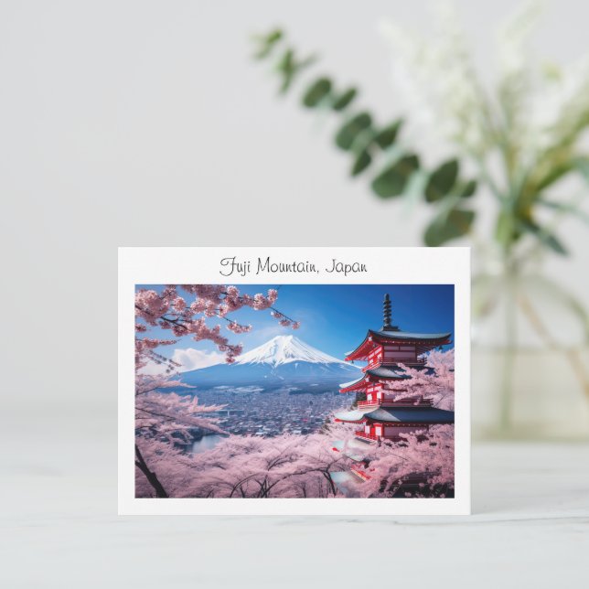 Painted Fuji mountain in cherry blossom season  Postcard (Standing Front)