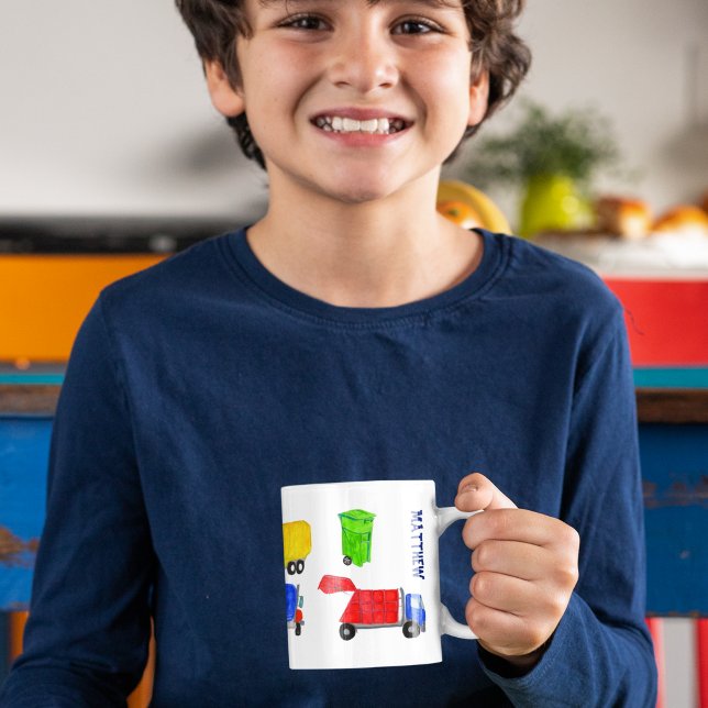 Painted Garbage Trucks Boys Personalized Coffee Mug (Creator Uploaded)
