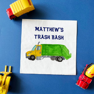 Painted Garbage Trucks Boys Personalized Napkin