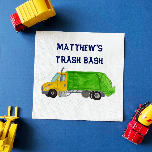 Painted Garbage Trucks Boys Personalized Napkin (Creator Uploaded)