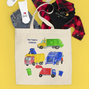 Painted Garbage Trucks Personalized Tote Bag