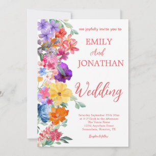 Painted garden wildflowers photo script  invitation