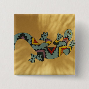 Painted gecko lizard on wall, Tucson, Arizona, 2 Inch Square Button