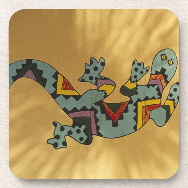 Painted gecko lizard on wall, Tucson, Arizona, Coaster (Front)