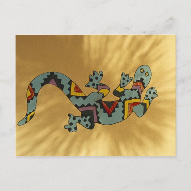 Painted gecko lizard on wall, Tucson, Arizona, Postcard (Front)