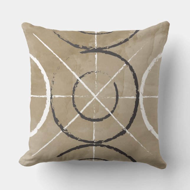 Painted Geometric Circle Print Throw Pillow (Front)