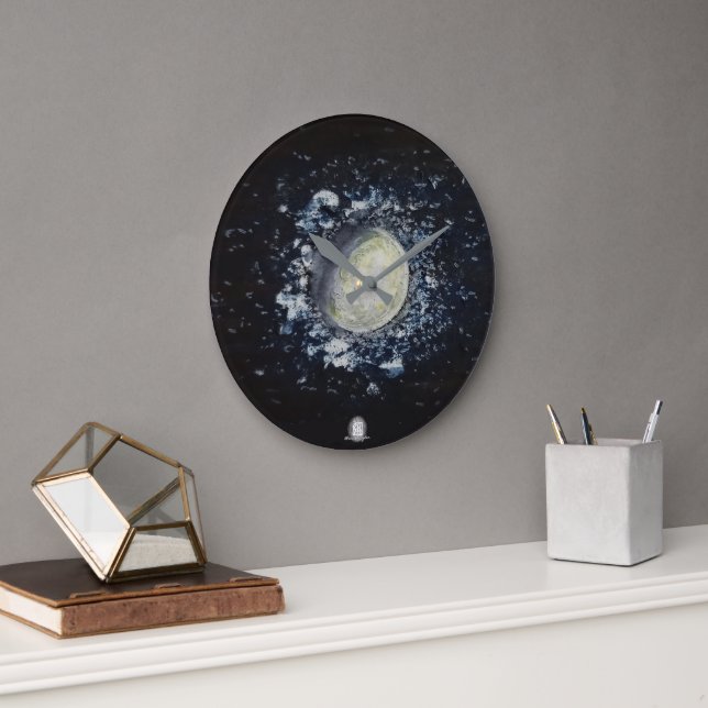 Painted Gibbous Moon Large Clock (Office)