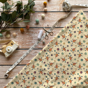 Painted Goats and Polka Dots on Cream Patterned Fabric