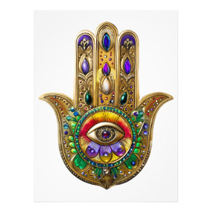 Painted Gold Hamsa Amethyst Ruby Third Eye Photo Print