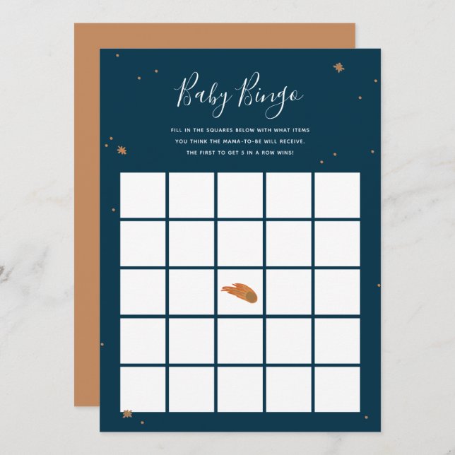 Painted Gold Stars Baby Shower Bingo Game Invitation (Front/Back)
