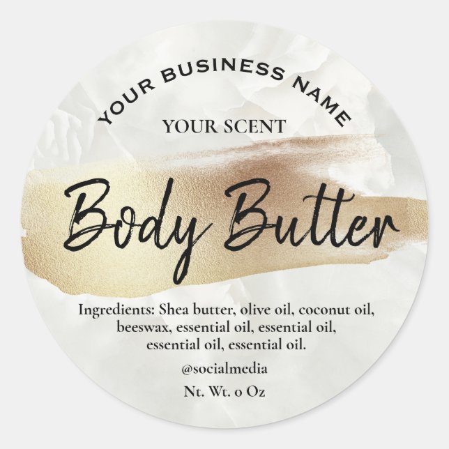 Painted Gold With Marble Body Butter Labels (Front)