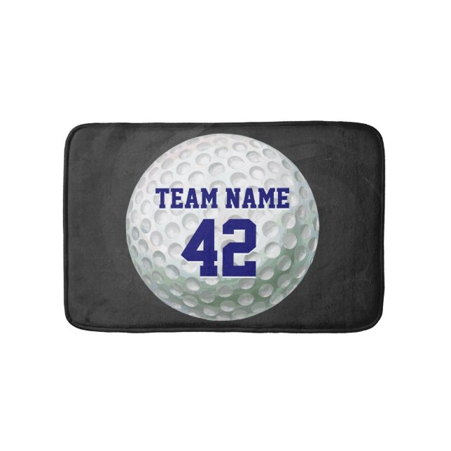Painted Golf Ball with Name Bath Mat (Front)