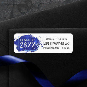 Painted Grad   Blue Paint Splatter Return Address