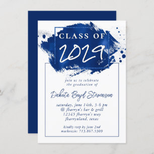 Painted Grad Blue Splatter Brushstroke Party Invitation