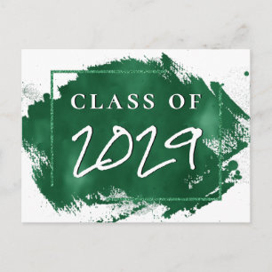Painted Grad   Green Splatter Brushstroke Party Invitation Postcard