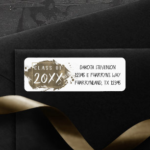 Painted Grad Sepia Gold Graduation Address Label