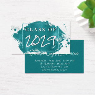 Painted Grad Teal Green Graduation Announcement
