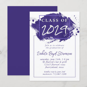 Painted Grad Violet Purple Splatter Brushstroke Invitation