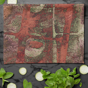 Painted Graffiti Grunge Autumn Red Green Rust Kitchen Towel