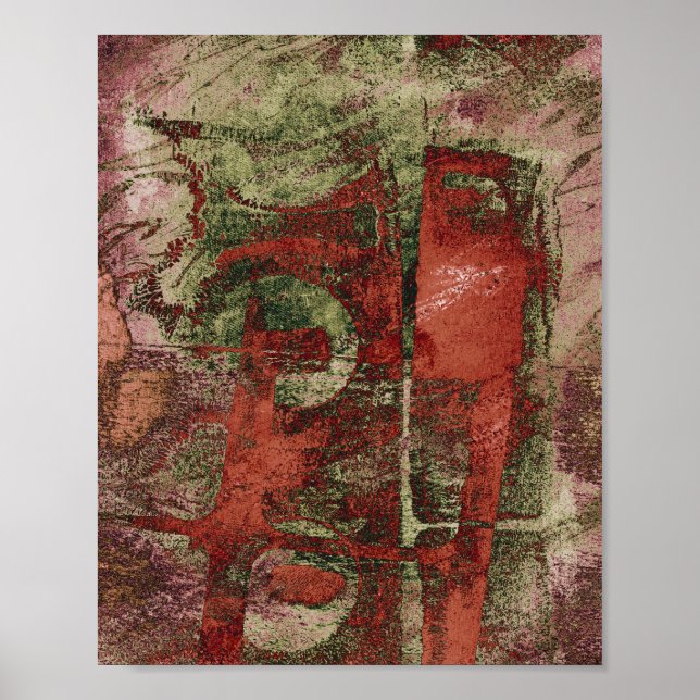 Painted Graffiti Grunge Autumn Red Green Rust Poster (Front)
