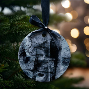 Painted Graffiti Grunge   Dark Navy and Denim Blue Ceramic Ornament