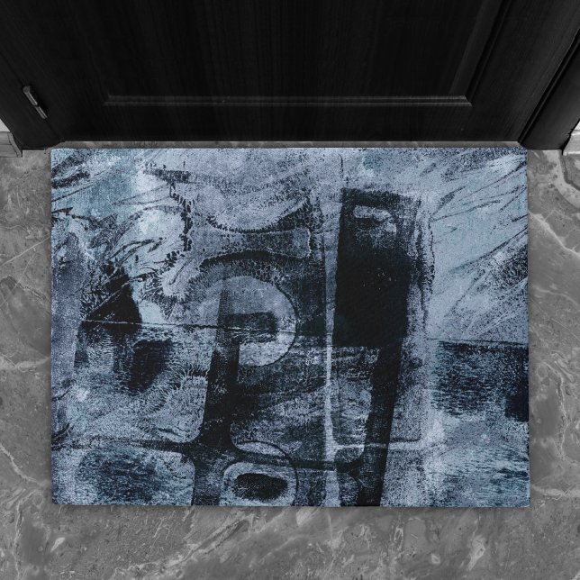 Painted Graffiti Grunge | Dark Navy and Denim Blue Doormat (Creator Uploaded)