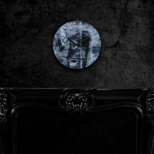Painted Graffiti Grunge   Dark Navy and Denim Blue Round Clock