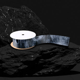 Painted Graffiti Grunge   Dark Navy and Denim Blue Satin Ribbon