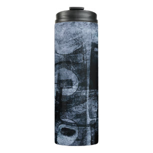 Painted Graffiti Grunge Dark Navy and Denim Blue Thermal Tumbler