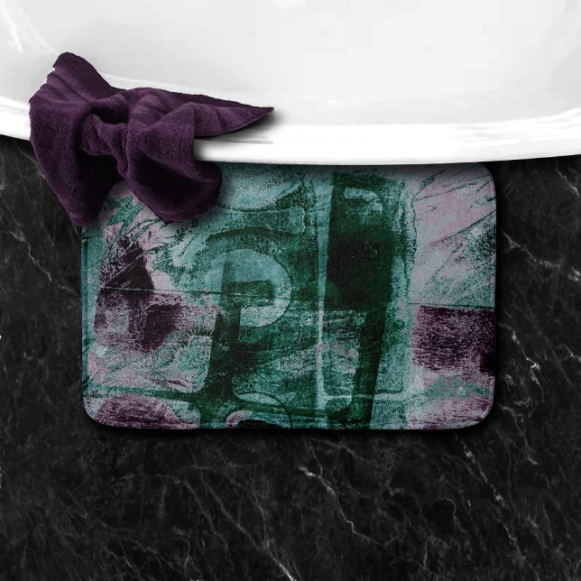 Painted Graffiti Grunge | Moody Plum Purple Green Bath Mat (Creator Uploaded)