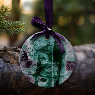 Painted Graffiti Grunge Moody Plum Purple Green Ceramic Ornament
