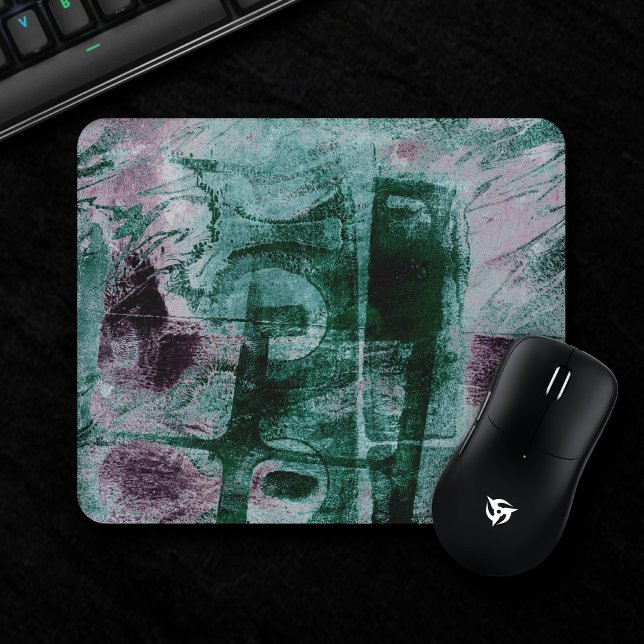 Painted Graffiti Grunge | Moody Plum Purple Green Mouse Pad (Creator Uploaded)