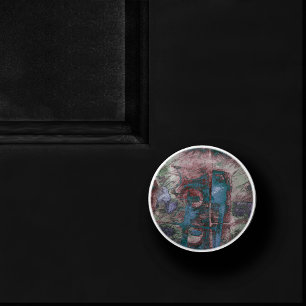Painted Graffiti Grunge   Rust Red Blue Taupe Ceramic Knob
