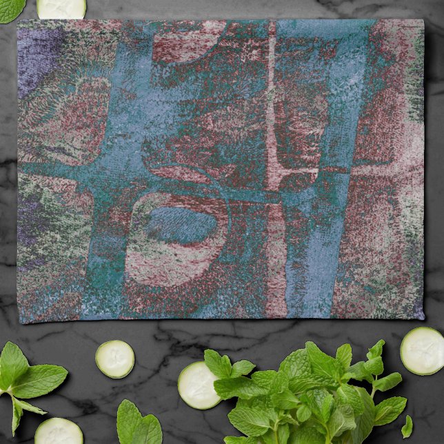 Painted Graffiti Grunge | Rust Red Blue Taupe Kitchen Towel (Creator Uploaded)