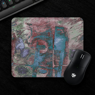 Painted Graffiti Grunge   Rust Red Blue Taupe Mouse Pad