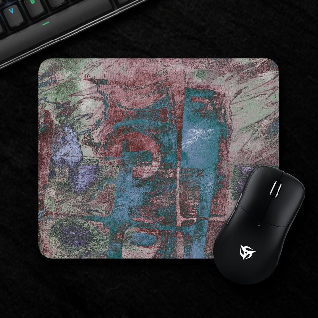 Painted Graffiti Grunge | Rust Red Blue Taupe Mouse Pad (Creator Uploaded)