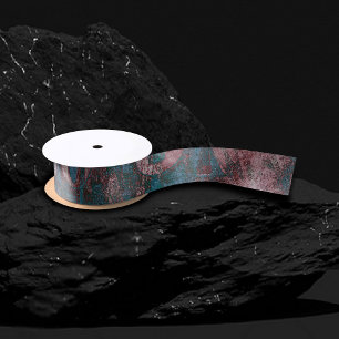 Painted Graffiti Grunge   Rust Red Blue Taupe Satin Ribbon