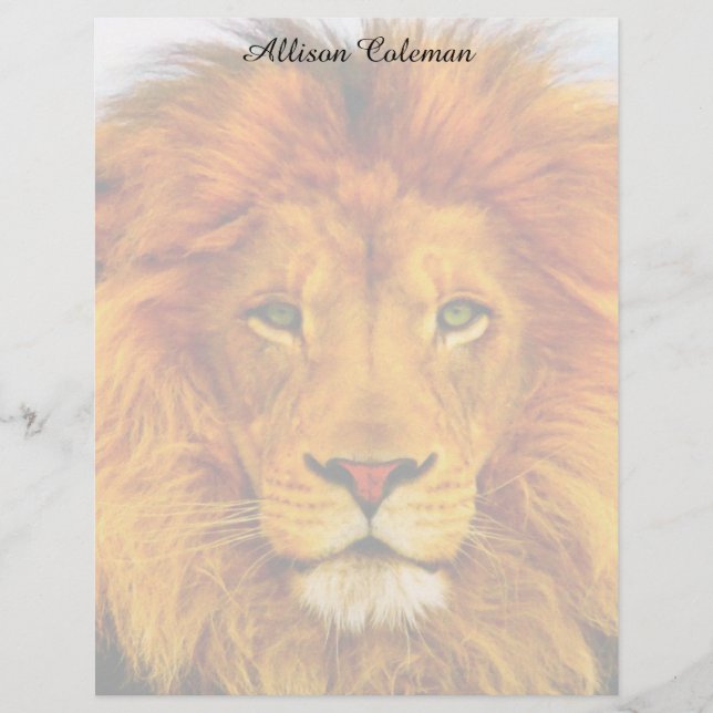 Painted Green Eyed Lion Stationery (Front)
