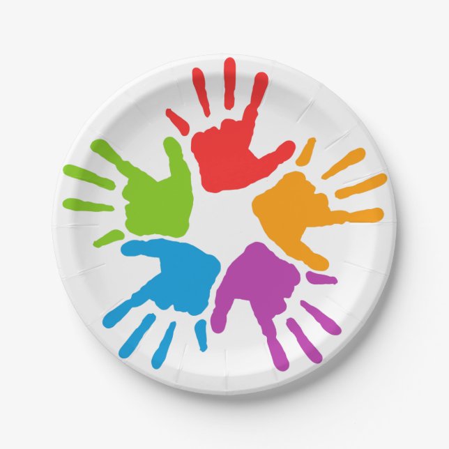 Painted Hands Paper Plates (Front)