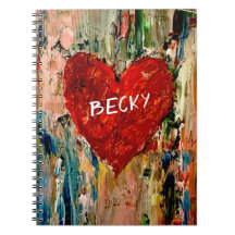 Painted Heart Art Spiral Photo Notebook
