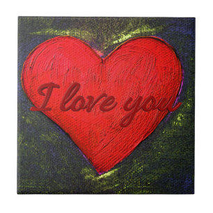 Painted Heart Ceramic Tile