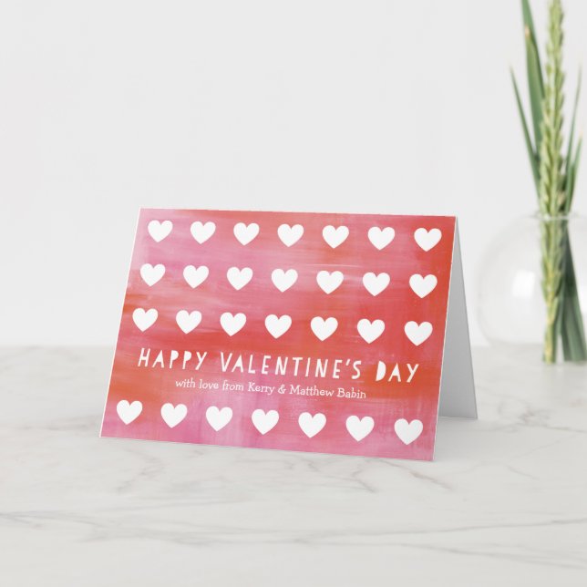 Painted Heart Cut-Out Valentines Day Greeting Card (Front)
