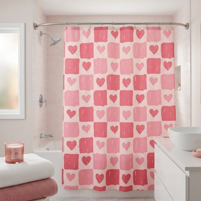 Painted Hearts Love Pattern Shower Curtain (Creator Uploaded)