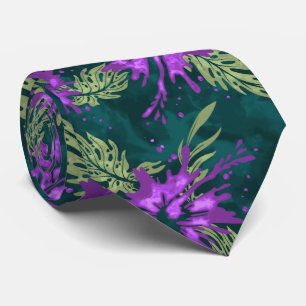 Painted Hibiscus Hawaiian Floral Two-sided Printe Tie