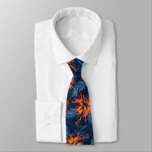 Painted Hibiscus Hawaiian Floral Two-sided Printed Tie