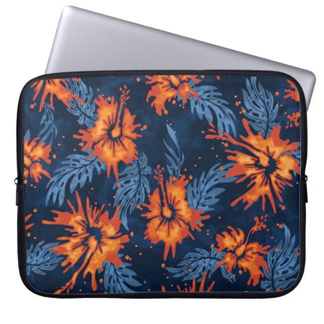 Painted Hibiscus Hawaiian Neoprene Wetsuit Laptop Sleeve (Front)