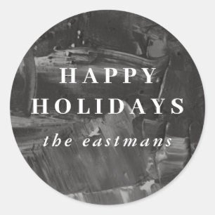 Painted Holiday Envelope Seal Sticker - Black